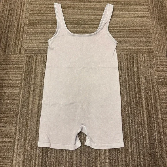 Forever 21 Gray Washed Ribbed Sleeveless Tank Romper Workout One Piece - Picture 6 of 7